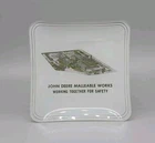 Vintage John Deere Union Malleable Iron Works Glass Tip Tray Ashtray East Moline
