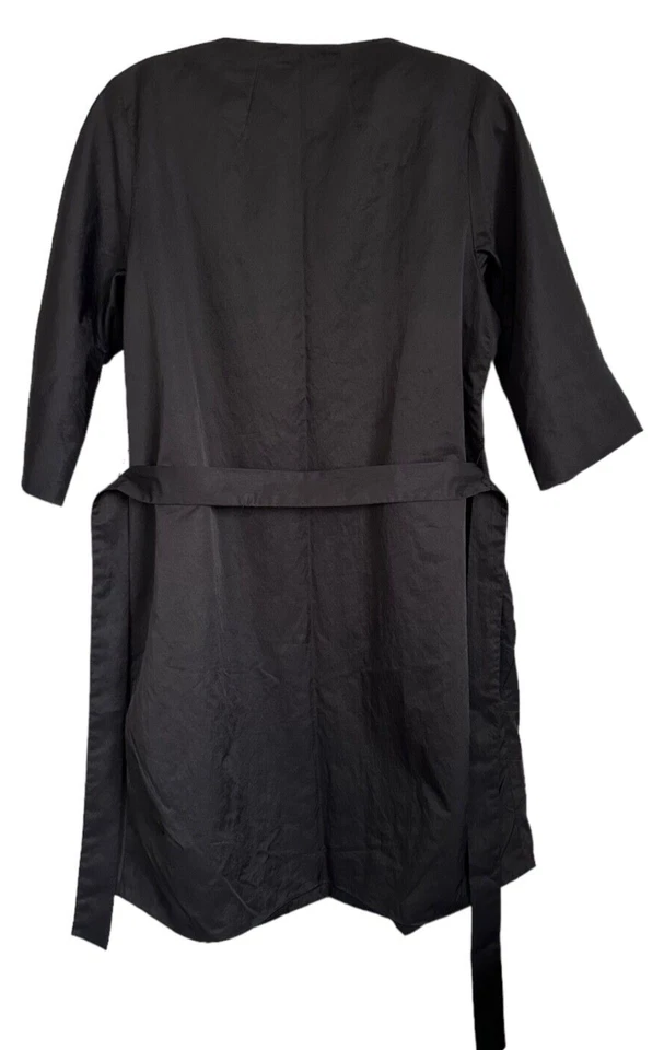 SIMPLY VERA BY VERA WANG Women's Long Trench Coat Blazer Tie Pocket Black Size S - Image 3 of 4