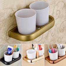 Wall Mounted Bathroom Accessory Toothbrush Holder with Two Ceramic Cups Zhh05