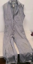 Used Men's Key Imperial Coveralls XL Blue Herringbone Mechanics Jumpsuit