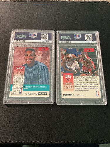 SCOTTIE PIPPEN~1992 Skybox (2) BOTH PSA 8 Near mint-MINT - Picture 2 of 2