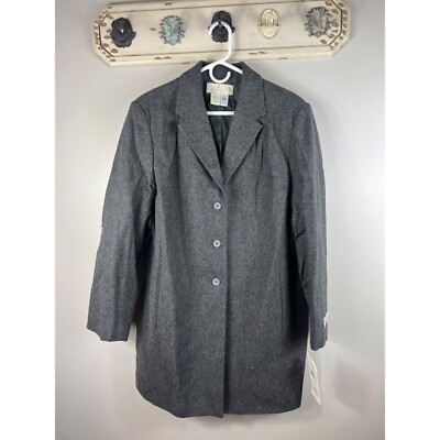 NWT Norton McNaughton Jacket 100% Wool Gray 33'' Long Midi Coat