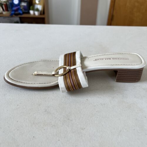Montego Bay Club Sandals Brown White Womens Comfy Brazil Shoes Size 8W - Picture 4 of 12