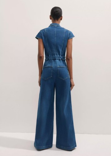 ME + EM Palazzo Stretch Denim Travel Jumpsuit - MSRP $425 Size US10 - BNWT - Picture 4 of 7