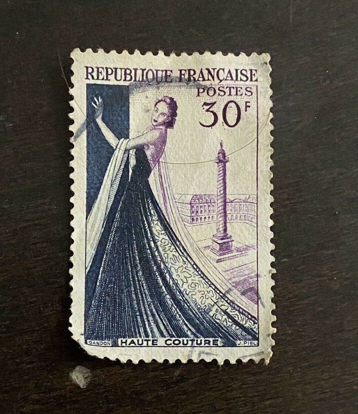 Vintage France Stamp 1953 Haute Couture Republioue Francalse