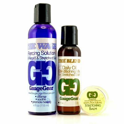 Gauge Gear Premium Stretched Ear Care Kit ~ Piercing Aftercare Balm, Wash, Blend | eBay Gauge Gear Premium Stretched Ear Care Kit ~ Piercing Aftercare Balm, Wash, Blend | eBay