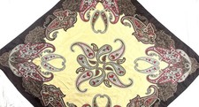 Vintage Paisley Square Silk Scarf 35  x35  Earth Toned Colors . Very Nice Design