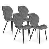 4X Designer Soft Velvet Dining Chairs Upholstered Kitchen Living Room Dark GREY