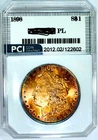 1898 Rare Date  Gem BU  +++  PL  Proof-like Golden Amber Rainbow Toned Morgan