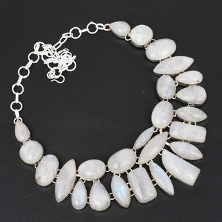 Rainbow Moonstone Gemstone Handmade Big Necklace Jewelry Gift119 Gms LBN 7759
