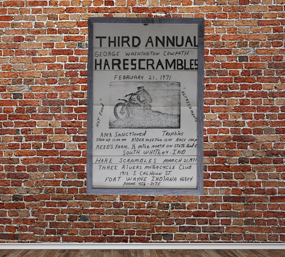 1971 Indiana Motorcycle Race Framed Poster! 11x17 Fort Wayne IN AMA Racing Sign - image 2 of 4