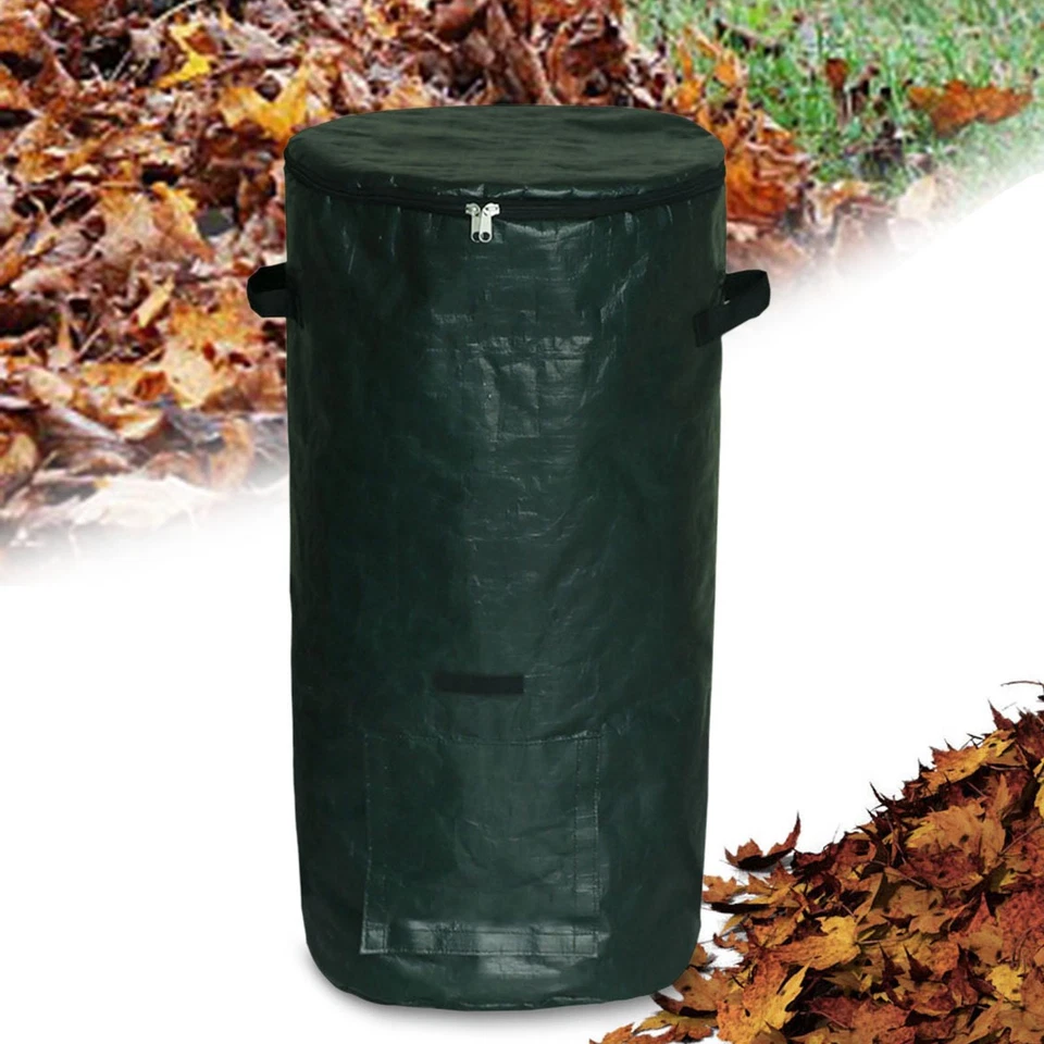 Compost Bin Bag Yard Waste Lawn Bag Household Composter Garden with Zipper Lid