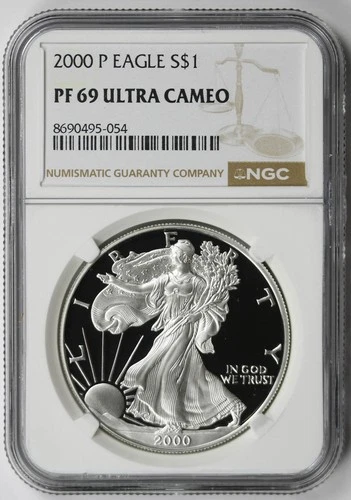 2000-P American Silver Eagle $1 Proof PF 69 Ultra Cameo NGC