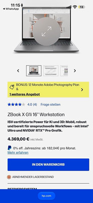 HP ZBook X G1i 16 Zoll Mobile Workstation Intel Core Ultra NVIDIA RTX Pro
