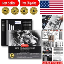 Drawing Sketching Pencil Set, 22 Piece Pro Art Pencil Kit - Graphite Pencils ...
