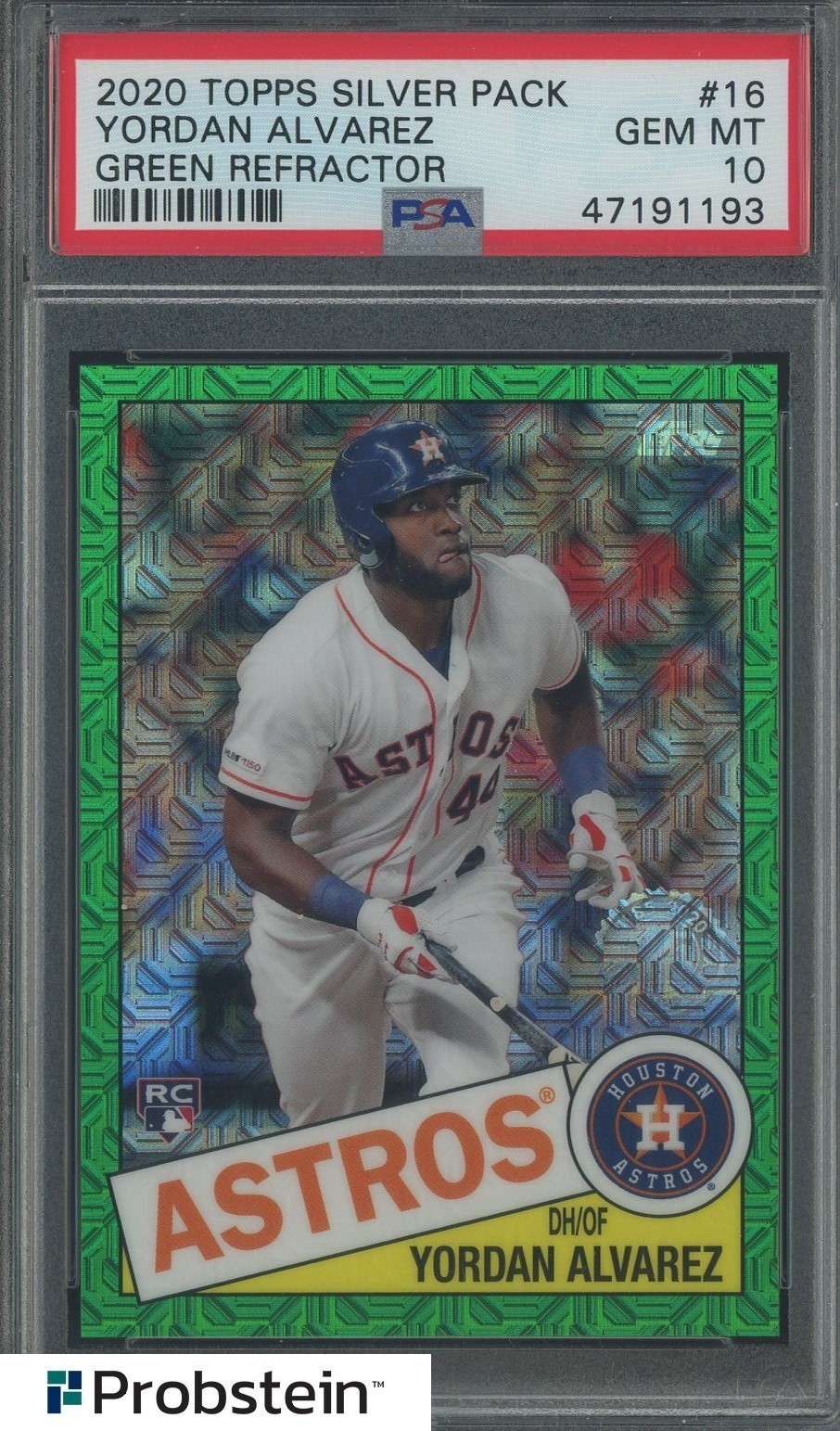 2020 Topps Silver Pack Green Refractor #16 Yordan Alvarez RC Rookie 63/99 PSA 10