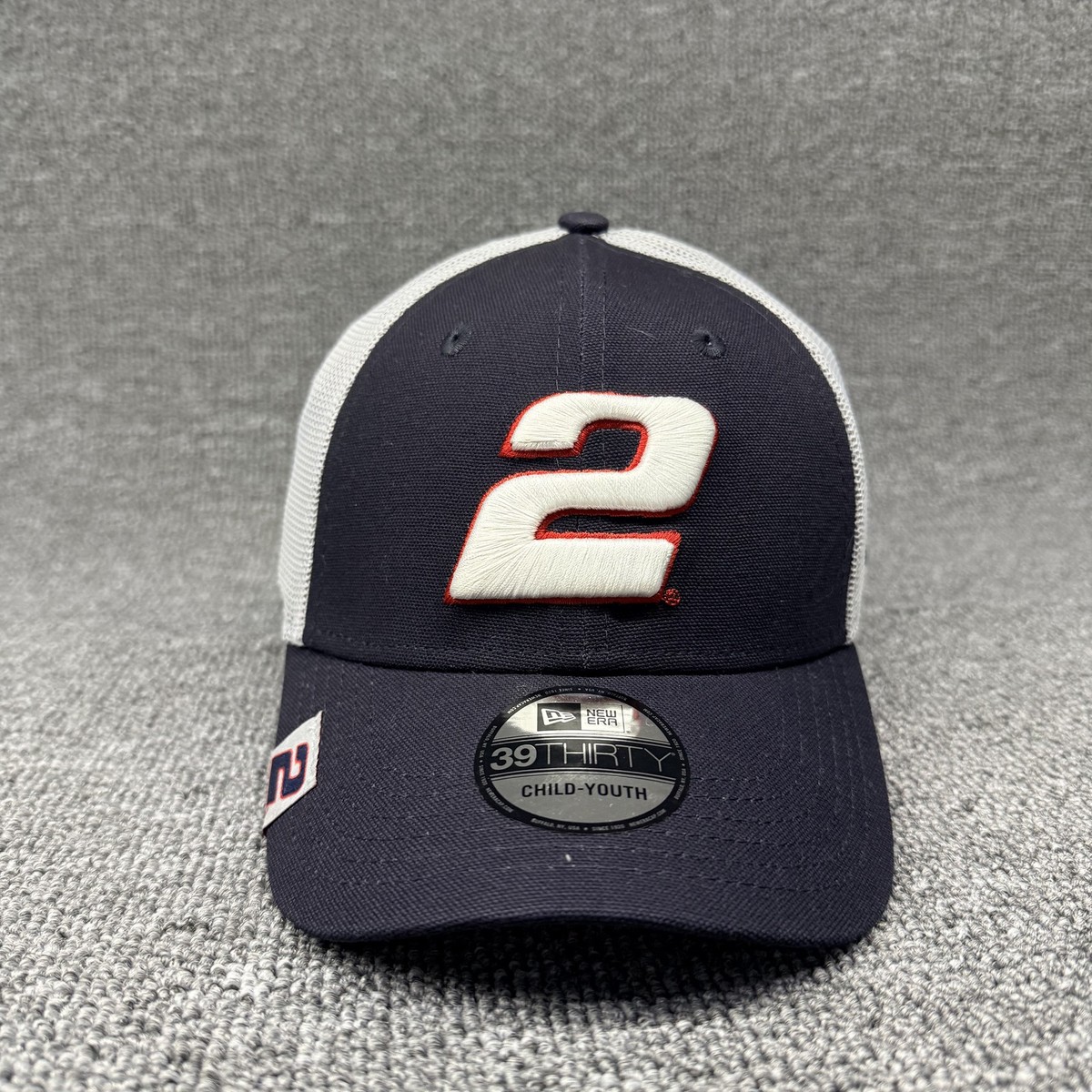 New Era NASCAR Team Penske #2 Driver Hat Youth 39THIRTY Navy White Mesh Trucker