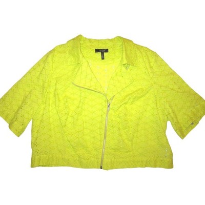Jessica Simpson PLUS 2X 18 20 MOTO Zip JACKET Lime Green EYELET Coat Blazer