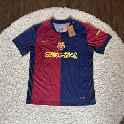 Nike FC Barcelona Fußball-Trikot Blau/Rot Kurzarm Travis scott