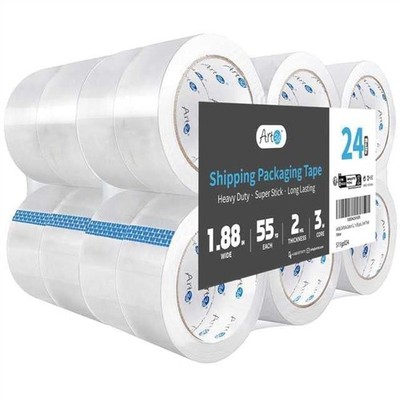 Art3d 24 Rolls Carton Sealing Tape Heavy Duty, 1.88'' x 55 yds, 2 mil Thick