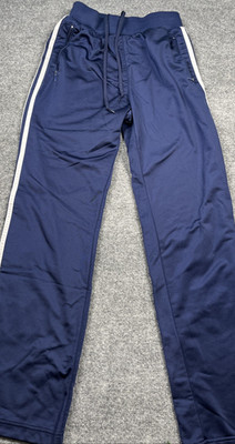 adidas sweatpants mens medium Blue White Pen-stripe Gym Sports On. The Go Style