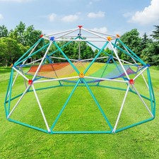 Climbing Dome 10FT w/ Climbing Cargo Net Jungle Gym 800lbs Backyard Kids Playset