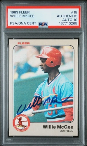 1983 Fleer #15 Willie McGee Signed Rookie Card Autograph RC PSA 10 Auto Cardinal