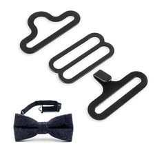 Pack of 6 Set Bow Tie Clips Hardware 7/8" Metal Adjustable Cravat Clip Black