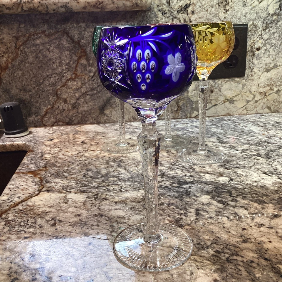 4 Bohemian Cut To Clear Wine Glasses 6 oz. - Image 3 of 4