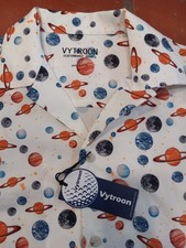 Vytroon Men's Short Sleeve Button-Up Space/Planet Cluster 3xl