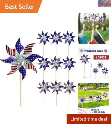 10 Pcs 4th of July Pinwheels for Yard and Garden 4th of July Decorations,Amer...