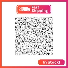Auvoau 300Pcs Letter Beads A 4X7mm White Alphabet Beads Acrylic Round Shape Loos