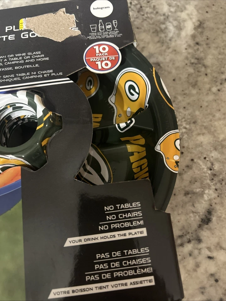 The Go Plate NFL 10 Pack One Handed Drink And Food Tray. New Green Bay - Image 3 of 4
