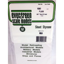 Evergreen 9080 Styrene Plastic Plain Sheet 0.080"x 6"x 12" 1 