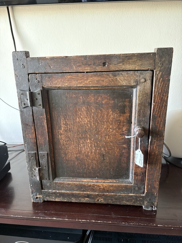 Antique Tribal Hand-Carved Artisan Deep Brown Hardwood Open Hinged Door+ Shelves