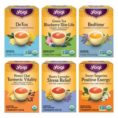 Yogi Tea Favorites Tea Variety Pack - 16 Tea Bags per Pack (6 Packs) - Organi...