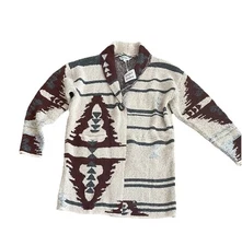 Davi & Dani Western Aztec Cowgirl Long Cardigan Sweater Pockets Women’s M NWT