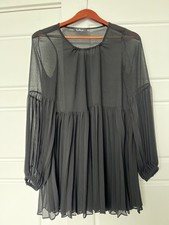 Lulus Women’s Sheer Beach Cover Up Dress Size L Black Dark See Through Flowy