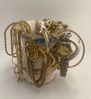 Mystery Jewelry Jar | 1 Lb | 29 pcs | Gold  Costume  | + 1 Vintage Sharp Watch