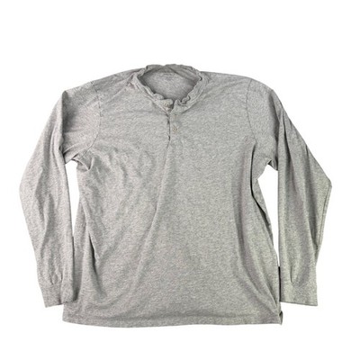 Outerknown Sojourn Henley Mens XXL Gray Organic Pima Cotton Long Sleeve Shirt