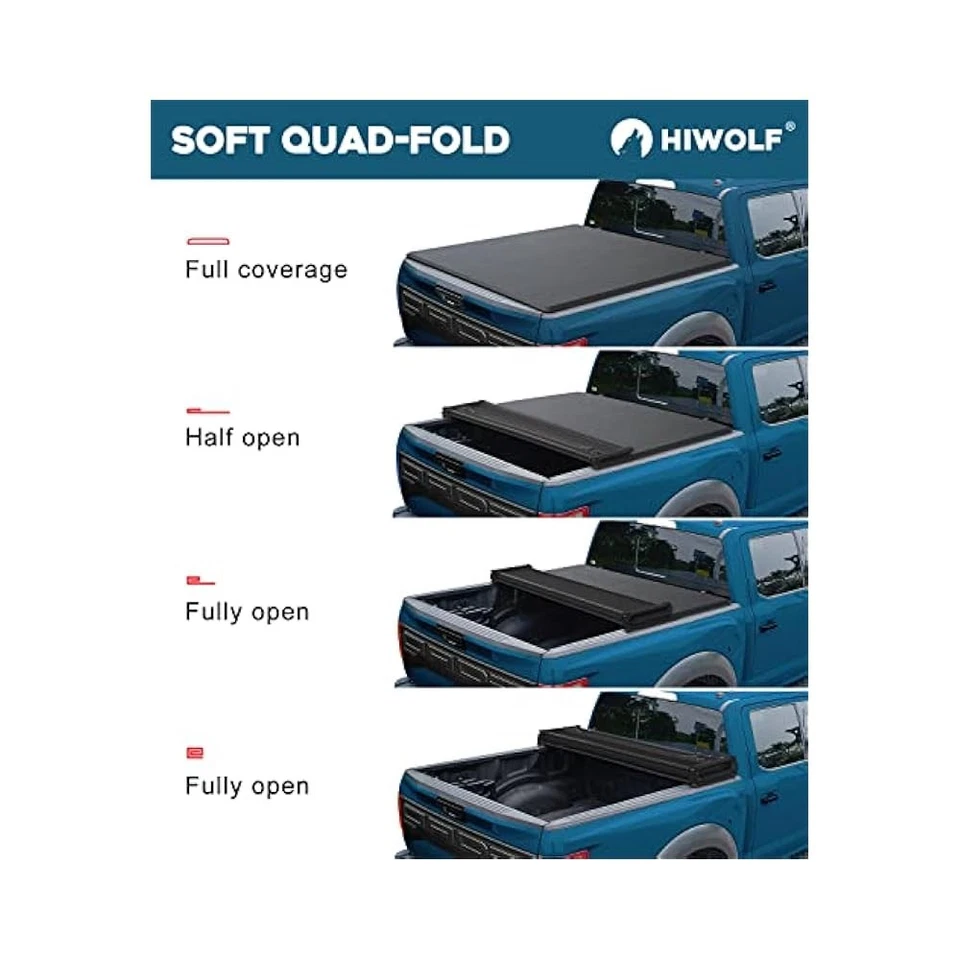 6.6' Truck Bed Cover, Quad,Fold Design Fits 2019,2025 Chevy/GMC 1500 Series Foto 3 de 4