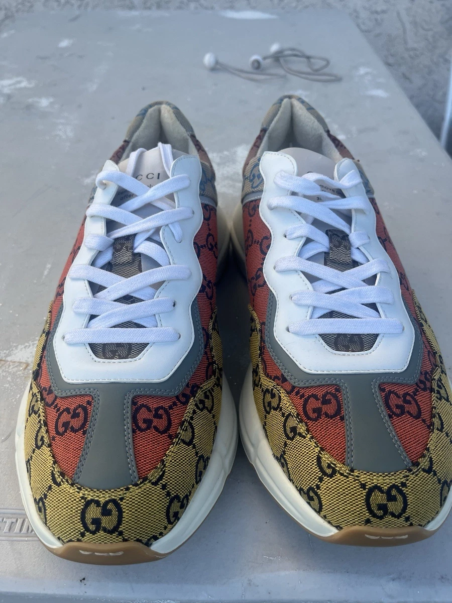Gucci Cream Lace-Up Athletic Sneakers with Red Logo Detail Gucci Lace-Up Red for sale | eBay main image 2