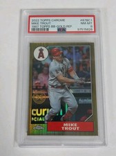 2022 Topps Chrome 1987 Topps Baseball #87BC1 Mike Trout /50 Gold Refractor PSA 8