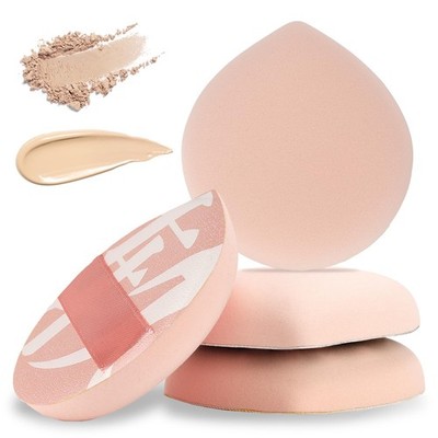 4 PCS Korean Makeup Puff, Soft Sponges Teardrop Setting Face Puff Pink