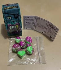 Chessex Hidden Wonders CHX 38014 Gemini Neon Green-Pink & White Polyhedral Dice