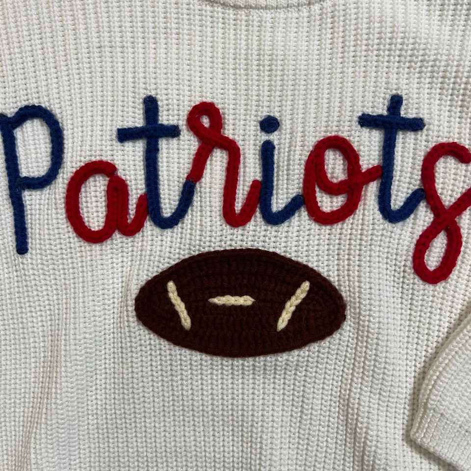 New England Patriots Sweater 4T Girls Yarn Embroidered NFL Football Knit Cotton  - Image 4 of 4