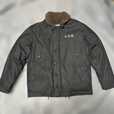 HOUSTON N-1 Denim Down Deck Jacket Black XL Used JAPAN