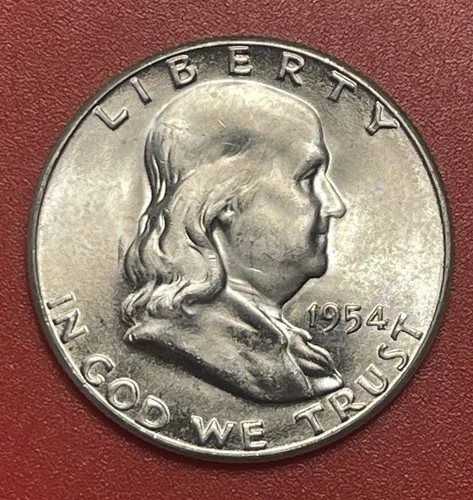 1954 S Franklin Silver Half Dollar, Gem Uncirculated.