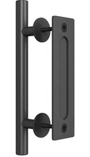 SMARTSTANDARD Heavy Duty 12" Pull and Flush Barn Door Handle Set, Large Rustic T