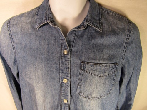 Old Navy Denim Button Up Top Hemd Damen SMALL klassisches Hemd Freizeit blau - Bild 4 von 5